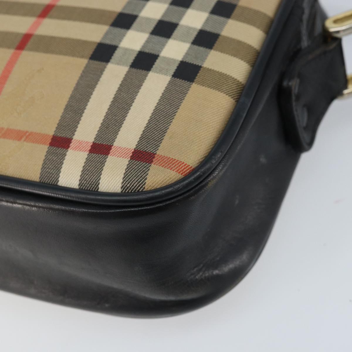 Burberrys Nova Check Shoulder Bag Canvas Beige Gold Auth ep13544