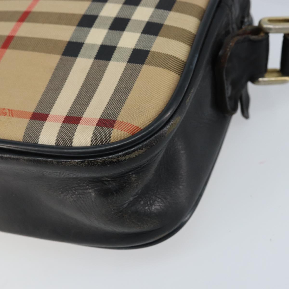 Burberrys Nova Check Shoulder Bag Canvas Beige Gold Auth ep13544