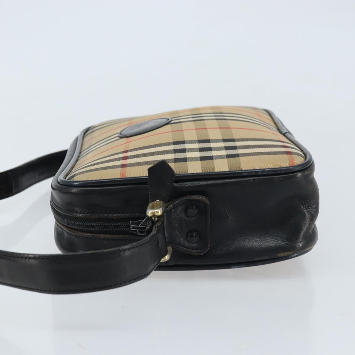 Burberrys Nova Check Shoulder Bag Canvas Beige Gold Auth ep13544