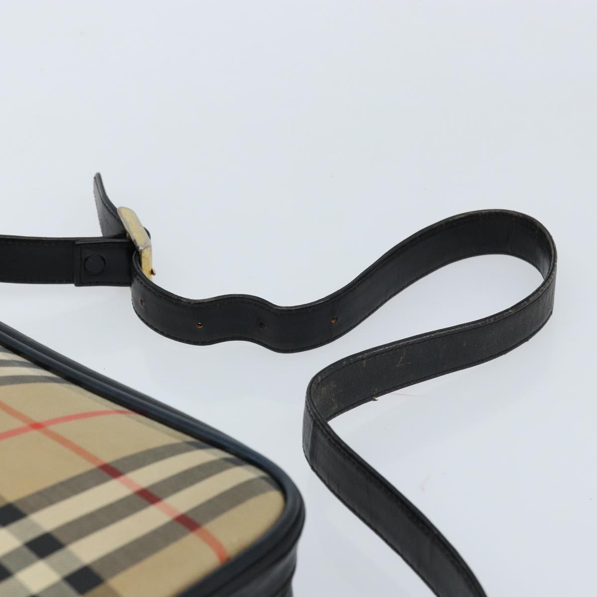 Burberrys Nova Check Shoulder Bag Canvas Beige Gold Auth ep13544