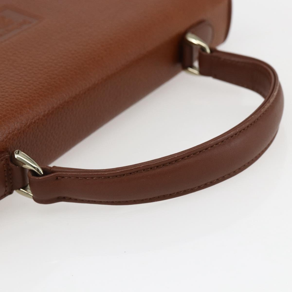 Burberrys Hand Bag Leather Brown Gold Auth ep13546