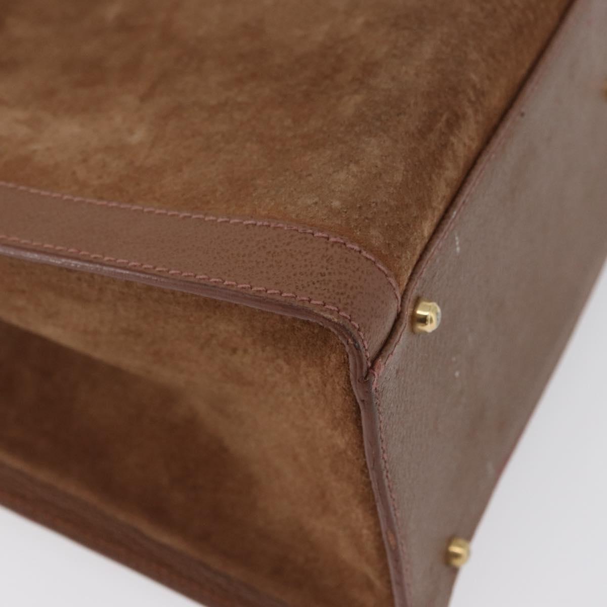 GUCCI Bamboo Hand Bag Suede Brown Gold 002 1095 0260 Auth ep13552