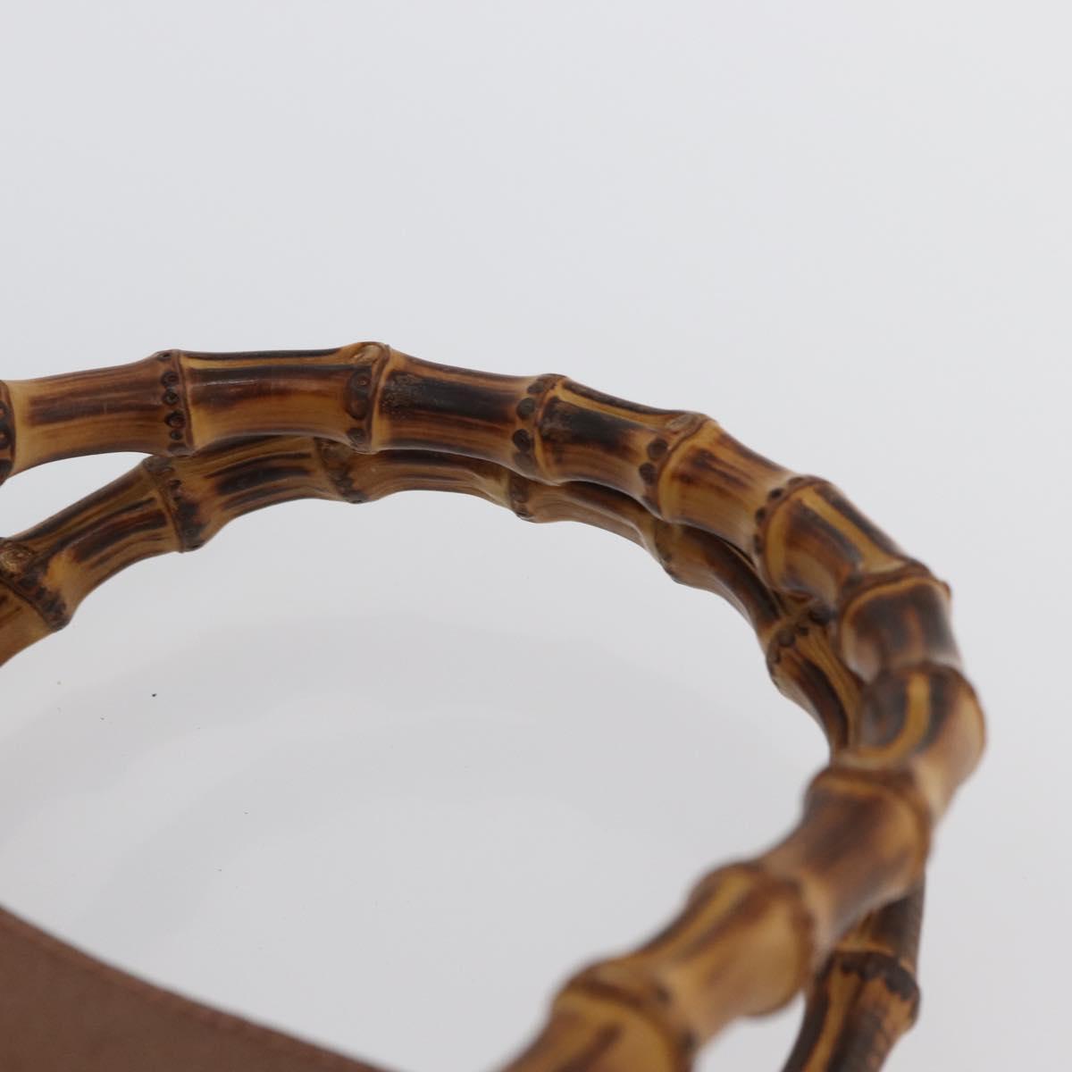 GUCCI Bamboo Hand Bag Suede Brown Gold 002 1095 0260 Auth ep13552