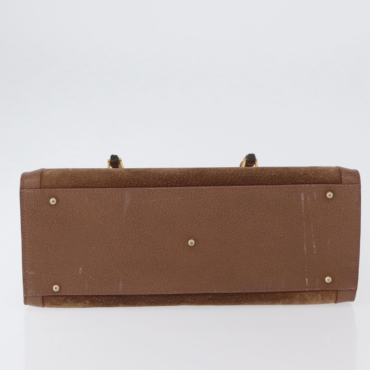GUCCI Bamboo Hand Bag Suede Brown Gold 002 1095 0260 Auth ep13552