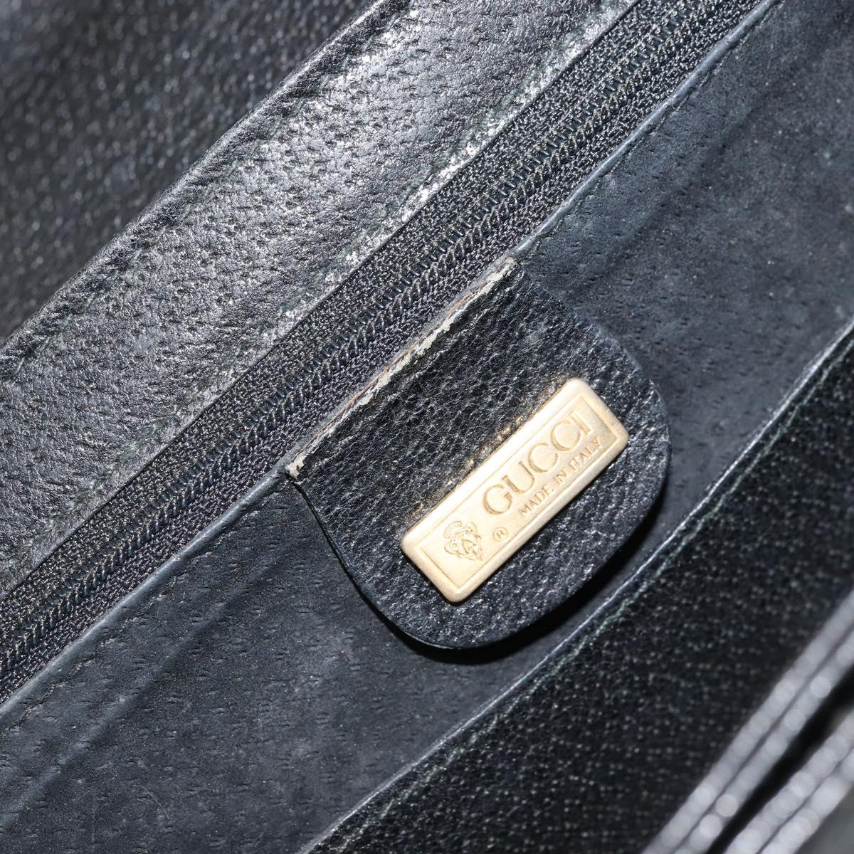 GUCCI Bamboo Hand Bag Leather Black Gold Auth ep13556