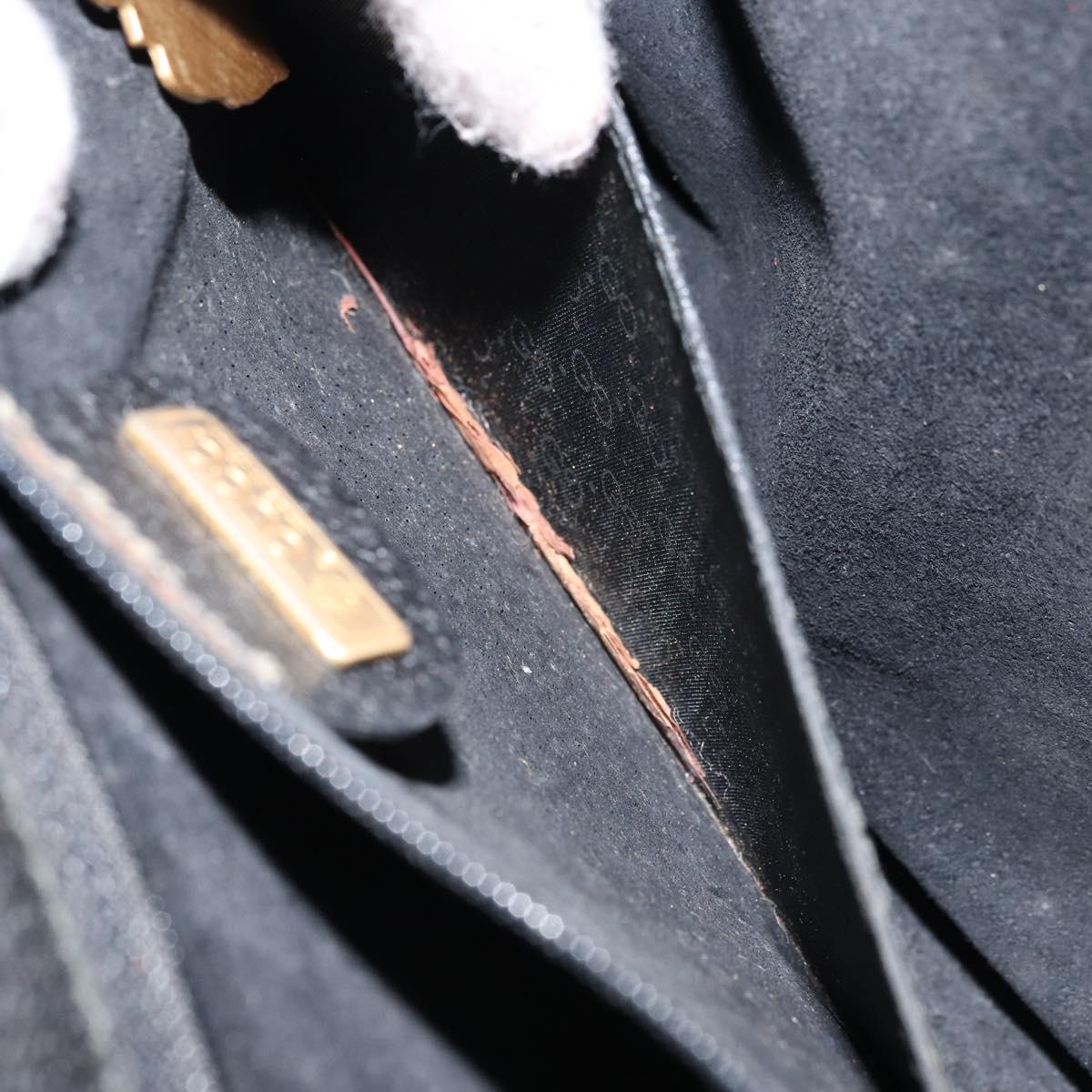 GUCCI Bamboo Hand Bag Leather Black Gold Auth ep13556