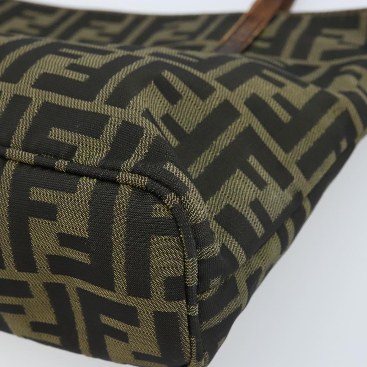 FENDI Zucca Canvas Tote Bag Brown Black Auth ep13557