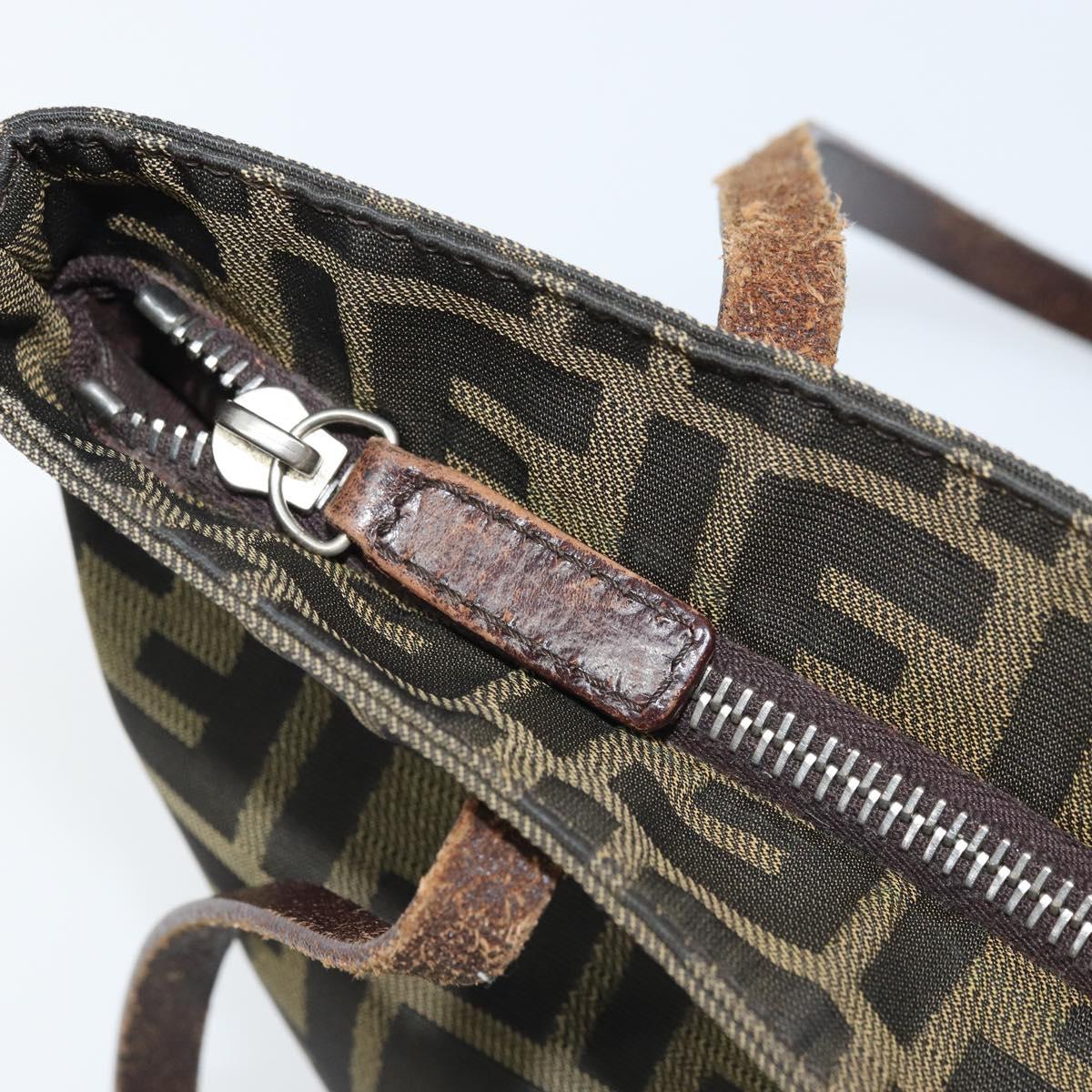 FENDI Zucca Canvas Tote Bag Brown Black Auth ep13557