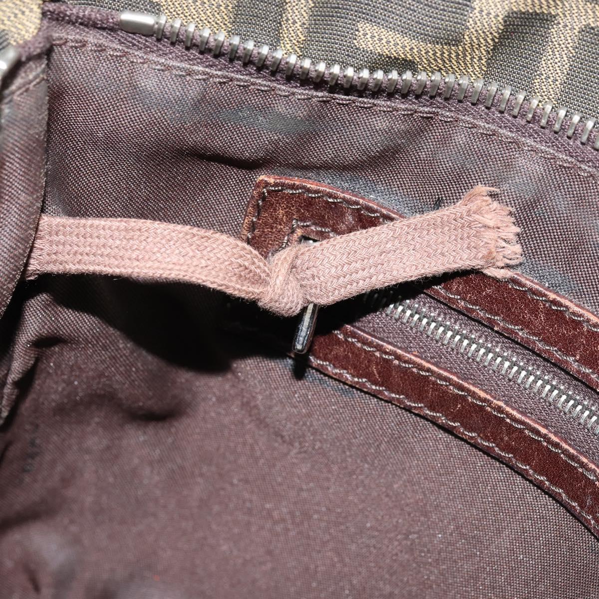 FENDI Zucca Canvas Tote Bag Brown Black Auth ep13557