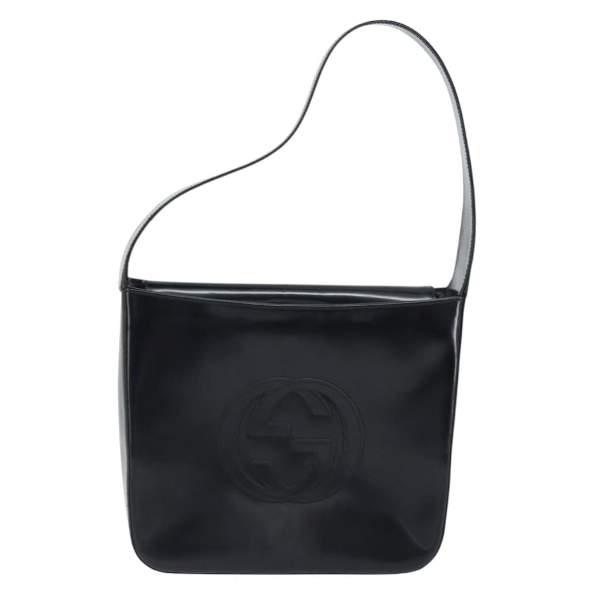GUCCI Shoulder Bag Patent leather Black Silver 000 1186 0506 Auth ep13558