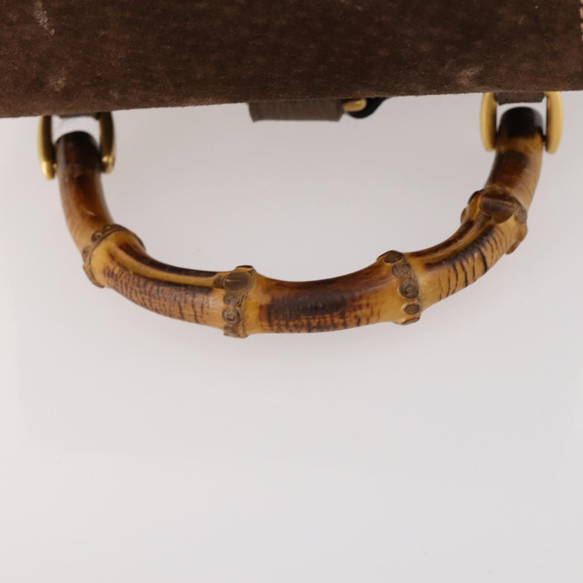 GUCCI Bamboo Backpack Suede Brown Gold 003 2058 0030 Auth ep13565