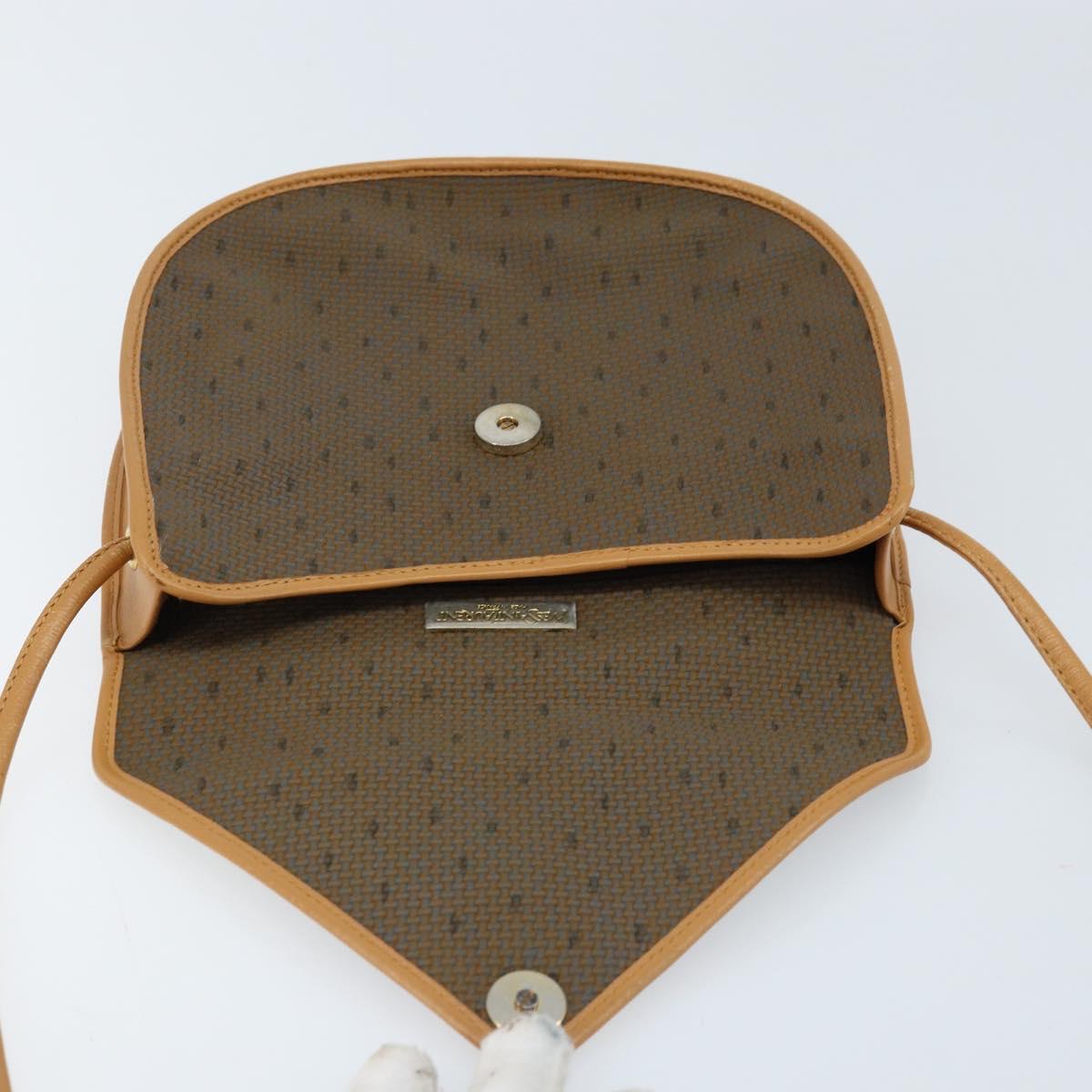 SAINT LAURENT Shoulder Bag PVC Canvas Beige Gold Auth ep13567