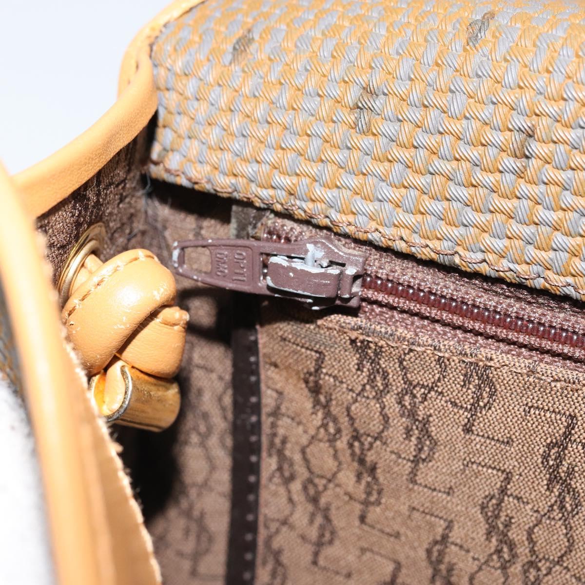 SAINT LAURENT Shoulder Bag PVC Canvas Beige Gold Auth ep13567