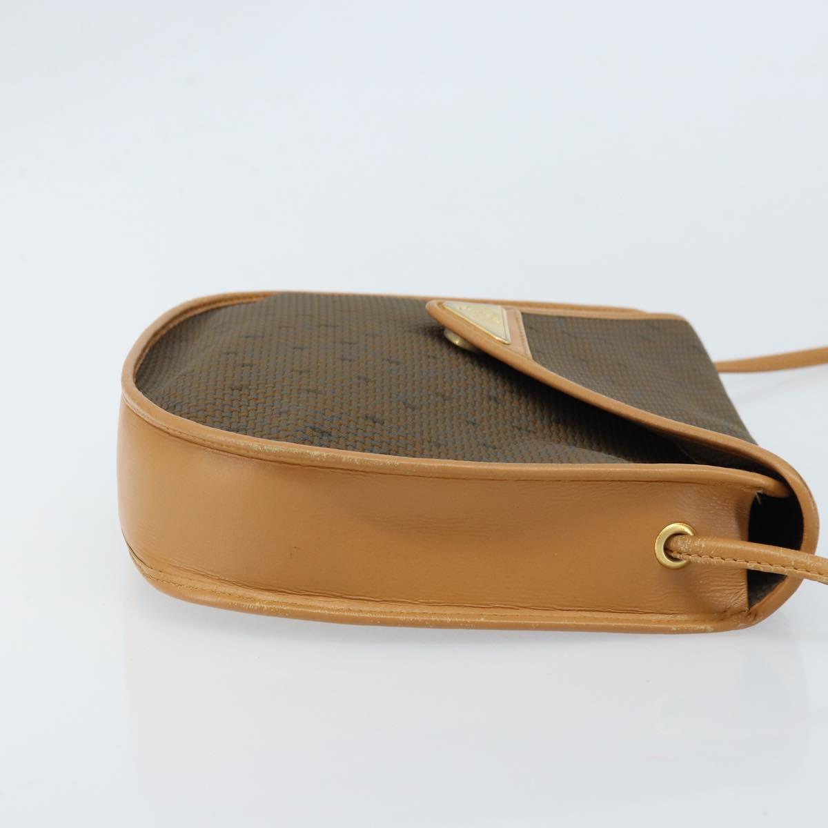 SAINT LAURENT Shoulder Bag PVC Canvas Beige Gold Auth ep13567