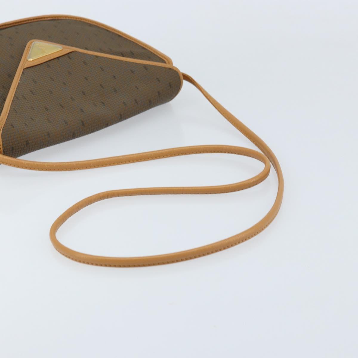 SAINT LAURENT Shoulder Bag PVC Canvas Beige Gold Auth ep13567