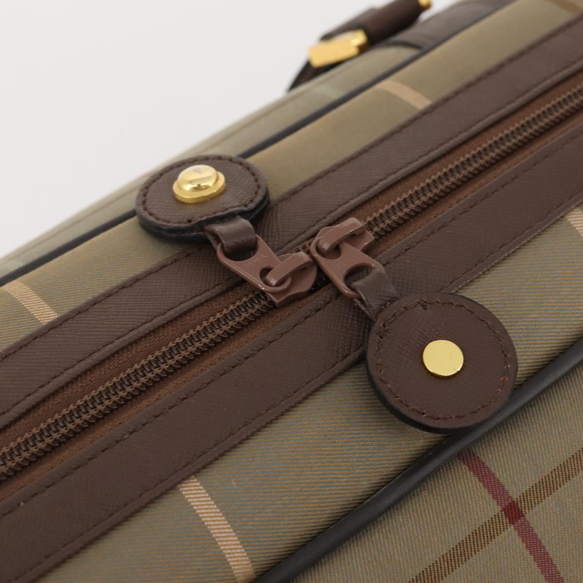 Burberrys Nova Check Boston Bag Canvas Leather Beige Gold Auth ep13568