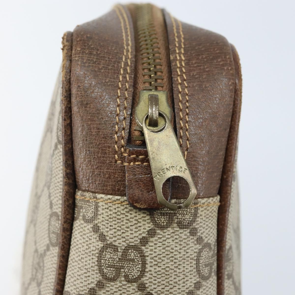 GUCCI GG Supreme Web Sherry Line Clutch Bag PVC Beige Gold Red Auth ep13569