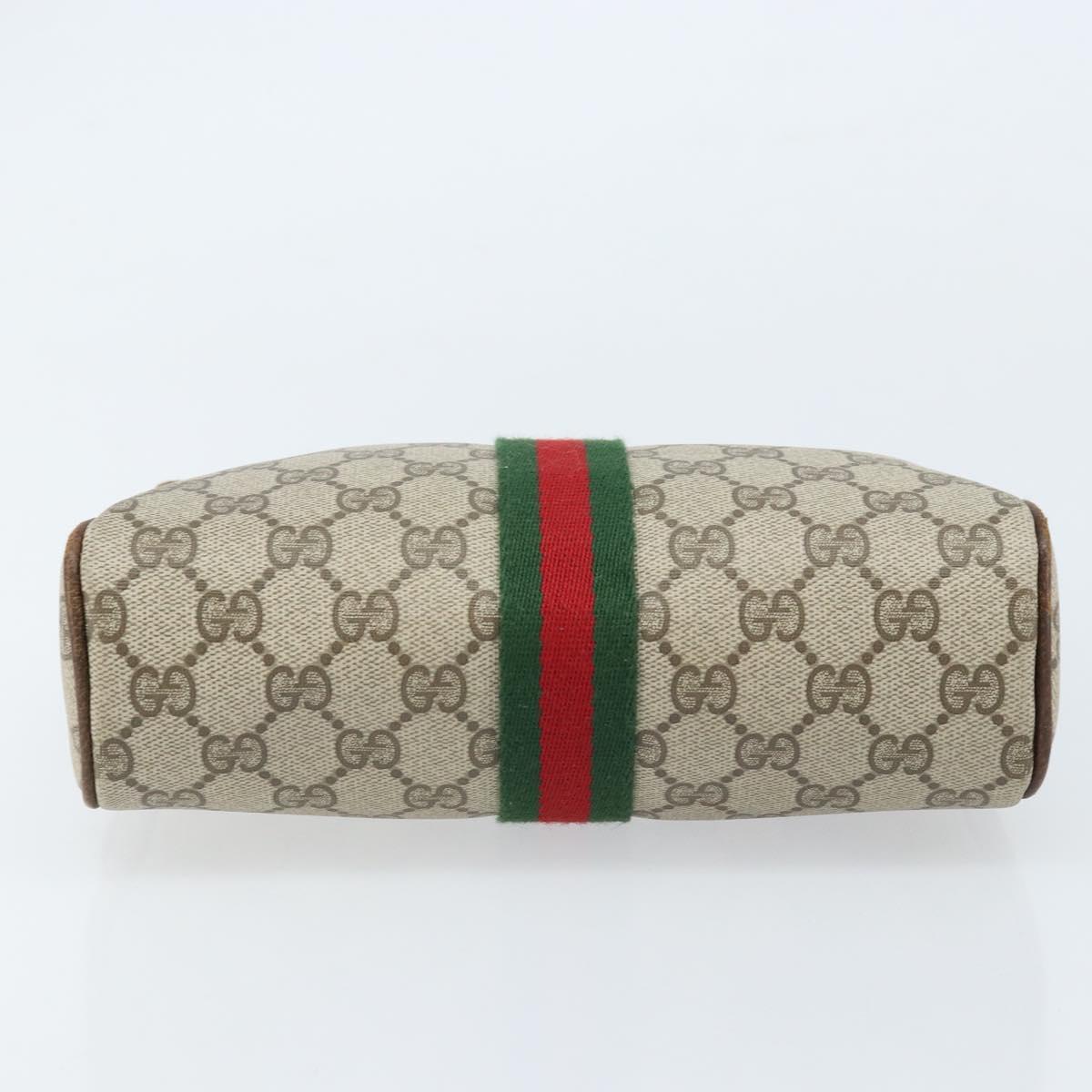 GUCCI GG Supreme Web Sherry Line Clutch Bag PVC Beige Gold Red Auth ep13569