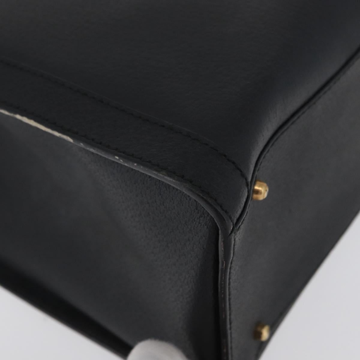 GUCCI Bamboo Hand Bag Leather Black Gold 002 1186 0260 Auth ep13570
