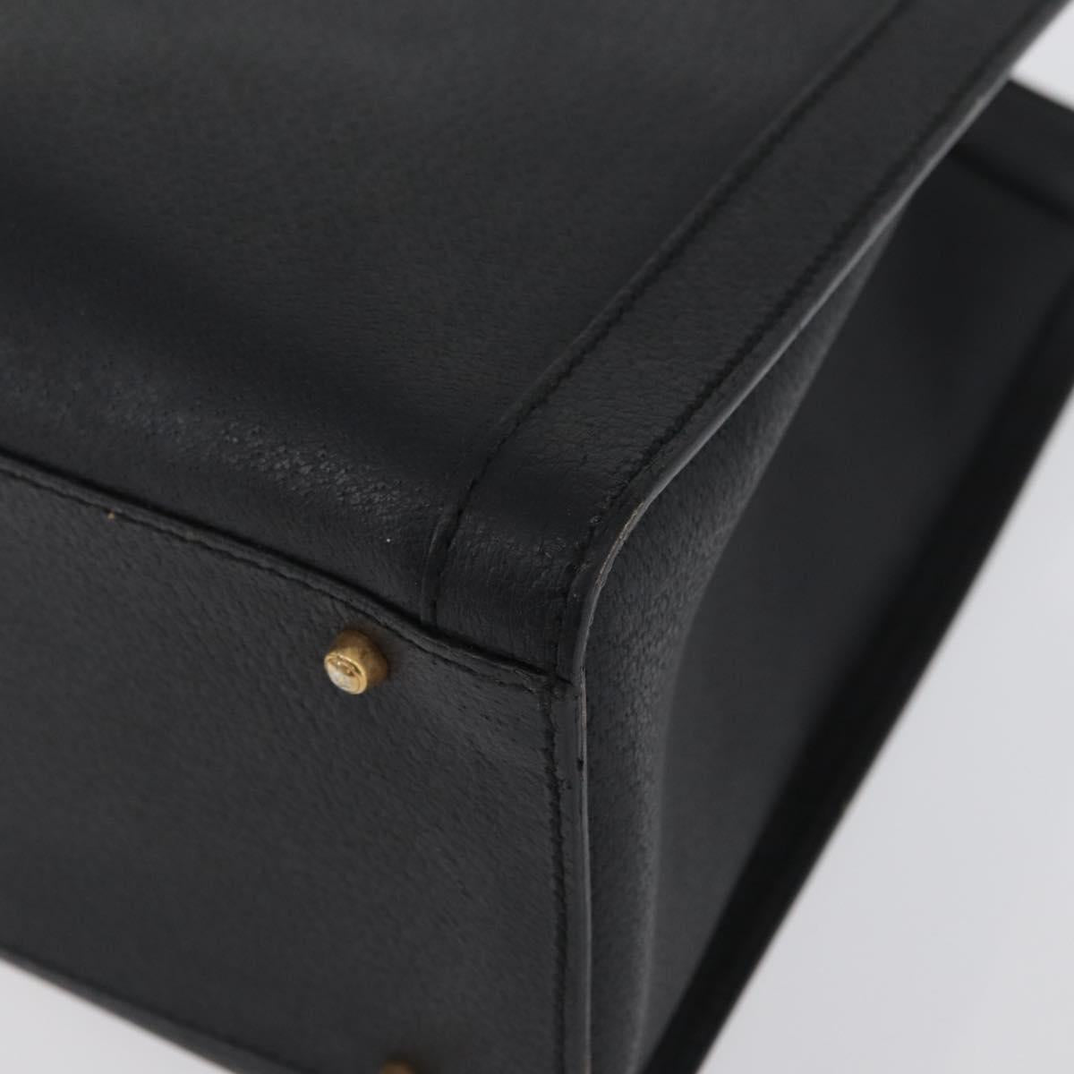 GUCCI Bamboo Hand Bag Leather Black Gold 002 1186 0260 Auth ep13570