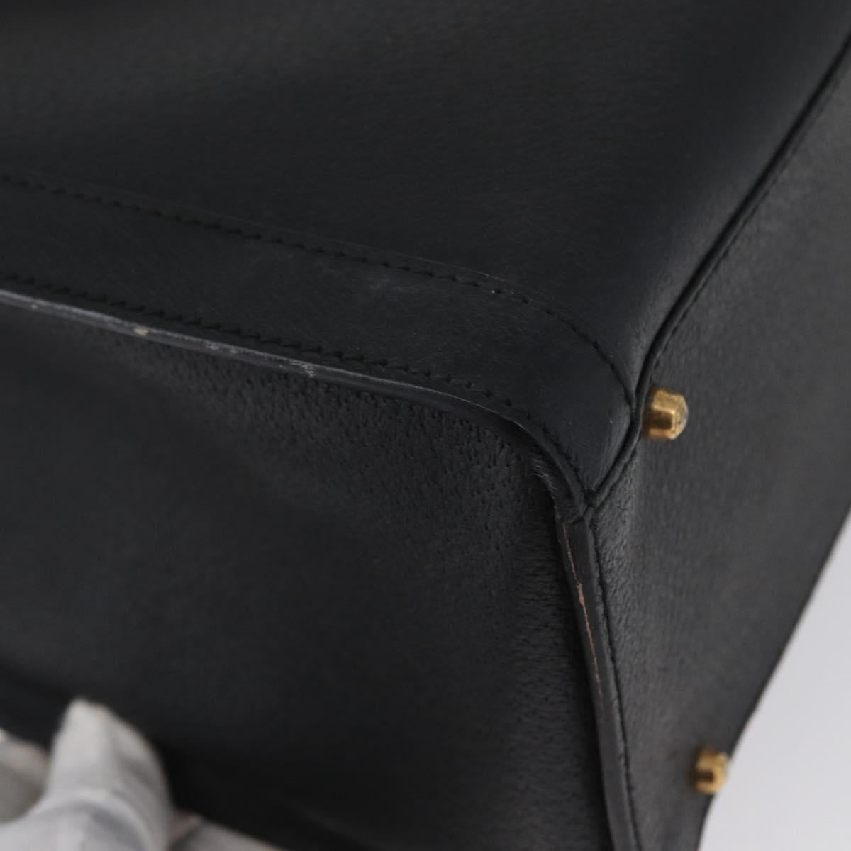 GUCCI Bamboo Hand Bag Leather Black Gold 002 1186 0260 Auth ep13570