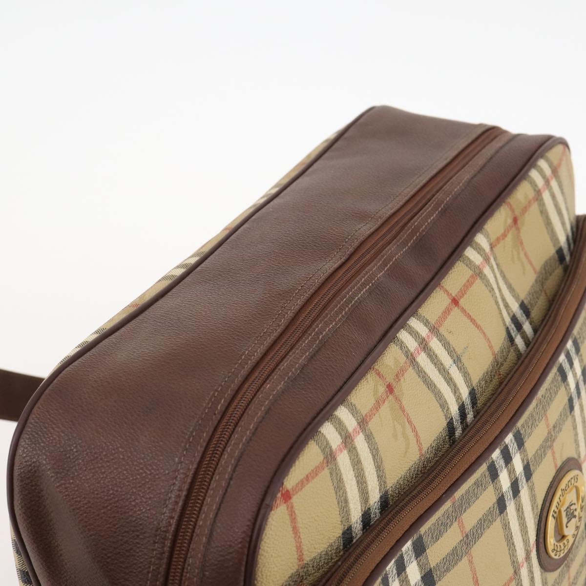 Burberrys Nova Check Shoulder Bag PVC Leather Beige Gold Auth ep13571