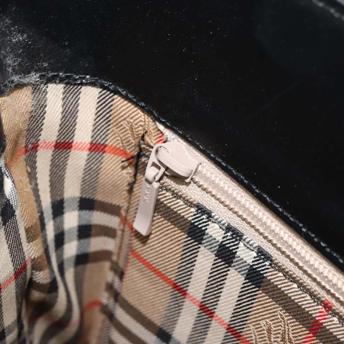 BURBERRY Nova Check Shoulder Bag Leather Black Silver Auth ep13572