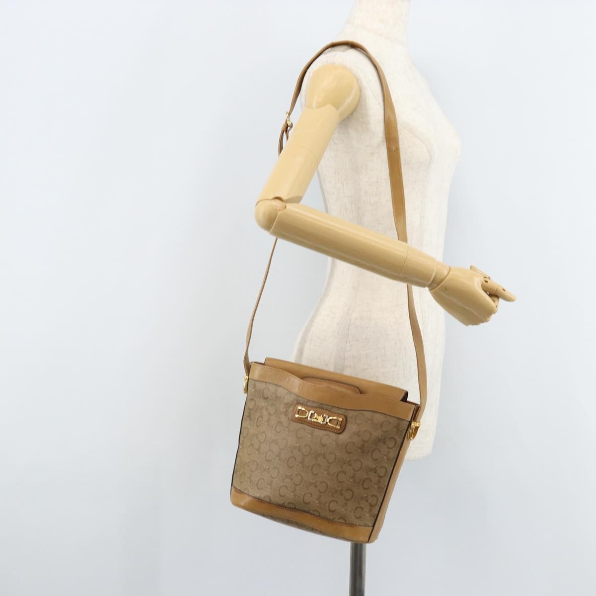 CELINE C Sulky Shoulder Bag PVC Beige Gold Auth ep13573