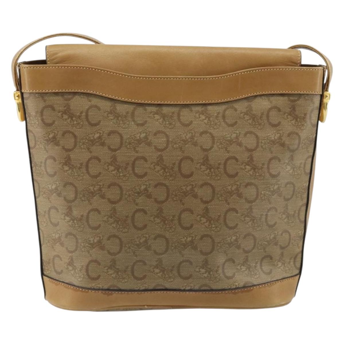 CELINE C Sulky Shoulder Bag PVC Beige Gold Auth ep13573
