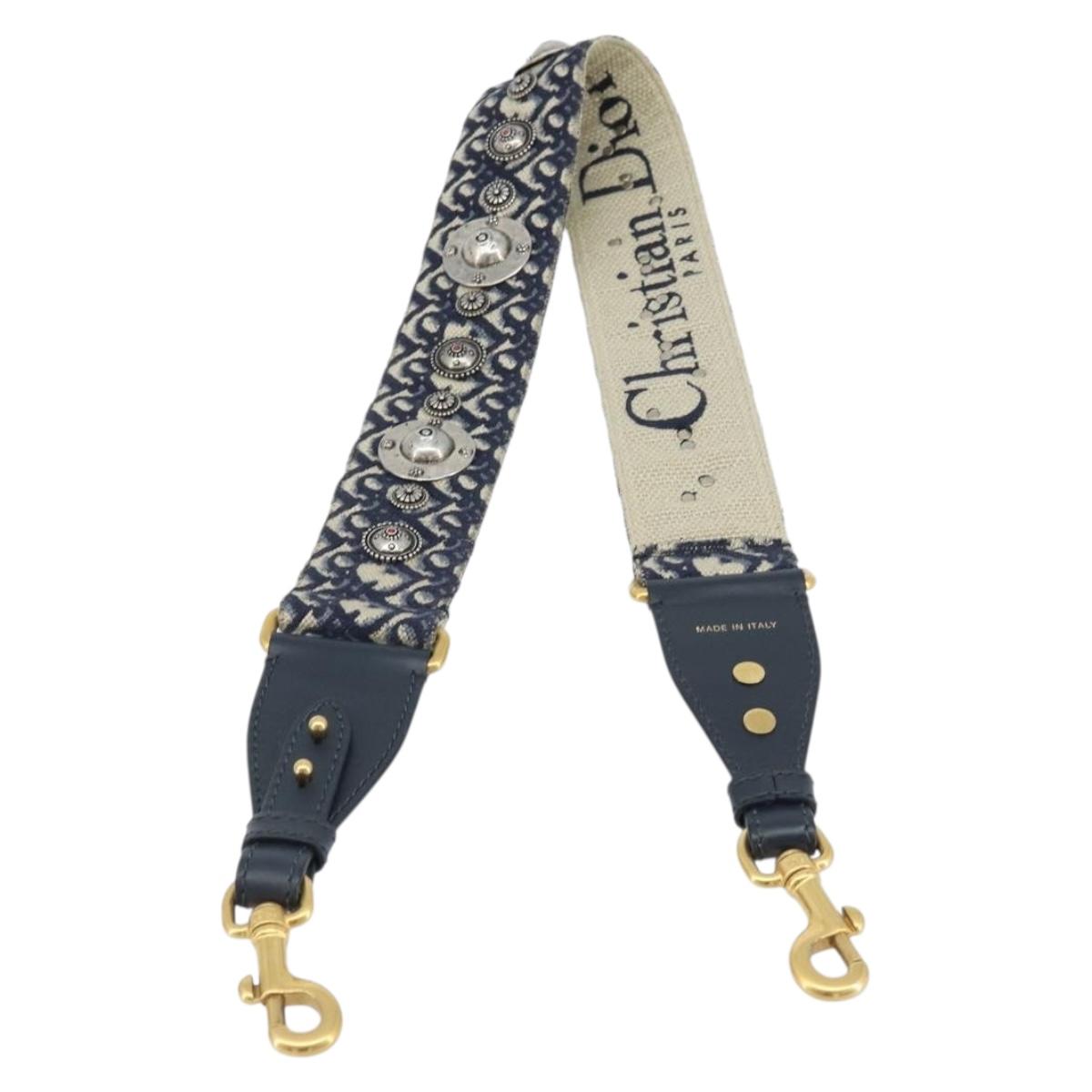 Christian Dior Trotter Canvas Shoulder Strap 36.6"" Navy Auth ep13575
