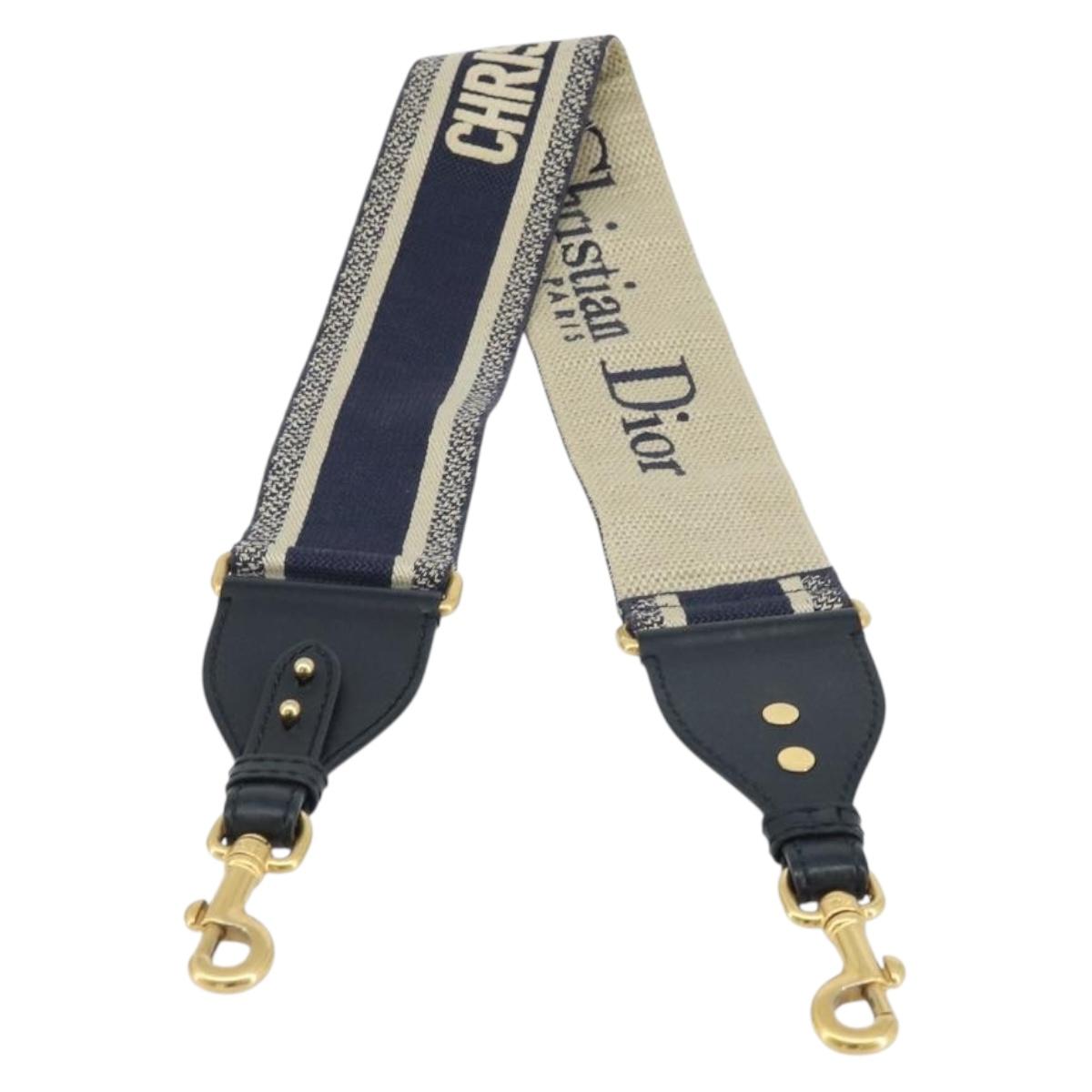 Christian Dior Shoulder Strap Canvas 36.6"" Navy Auth ep13581
