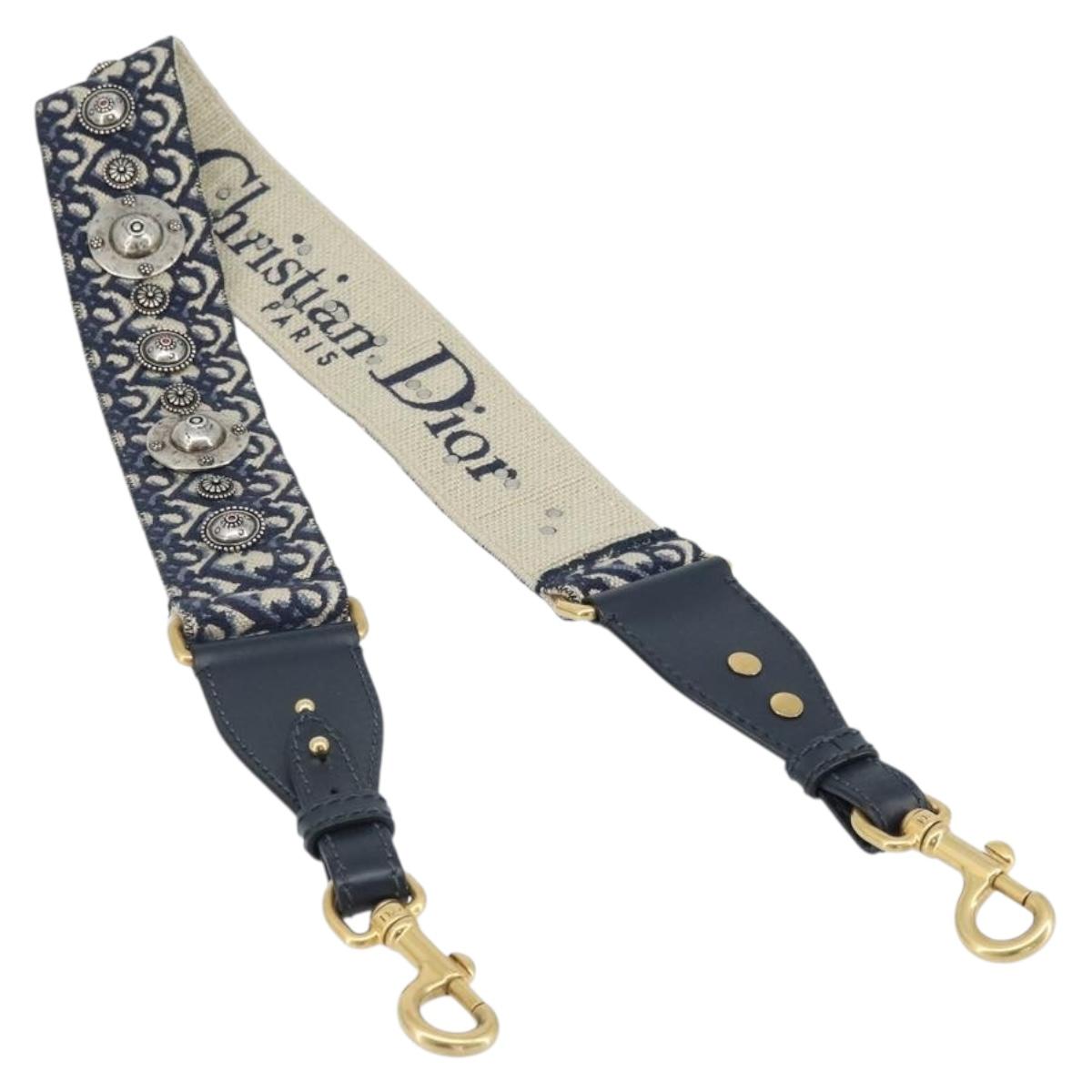 Christian Dior Trotter Canvas Shoulder Strap 37.4"" Navy Auth ep13582