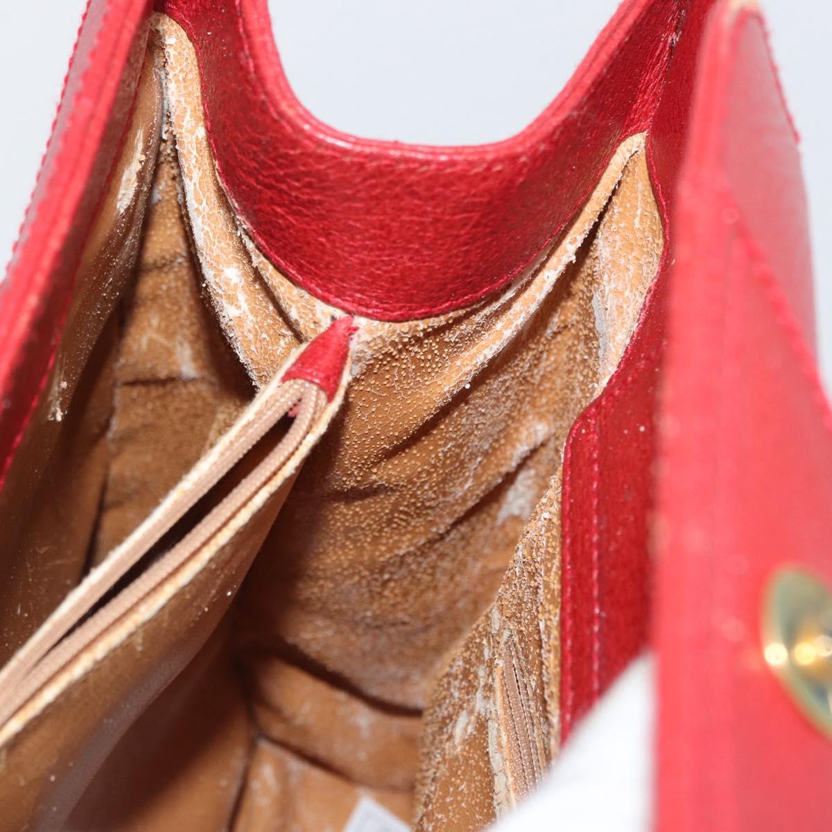 GUCCI Bamboo Hand Bag Leather Red Gold 002 1186 0260 Auth ep13591