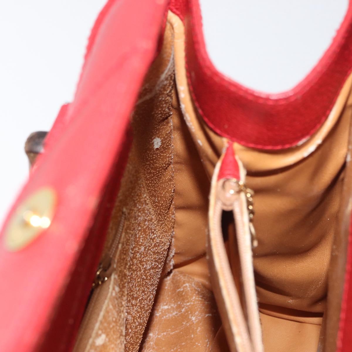 GUCCI Bamboo Hand Bag Leather Red Gold 002 1186 0260 Auth ep13591