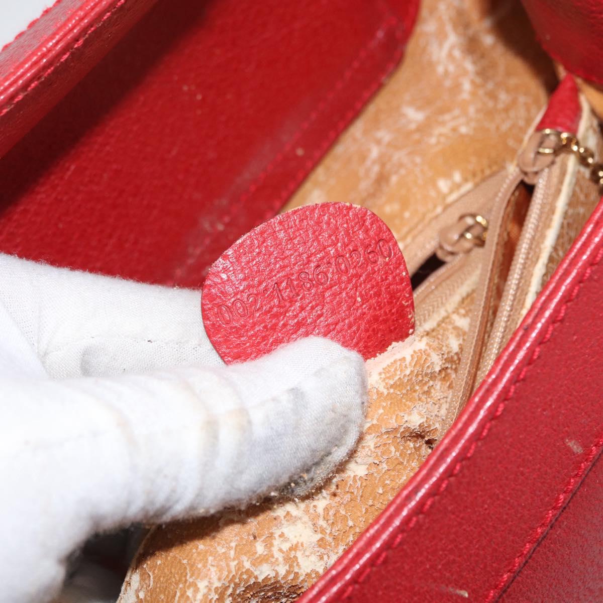 GUCCI Bamboo Hand Bag Leather Red Gold 002 1186 0260 Auth ep13591