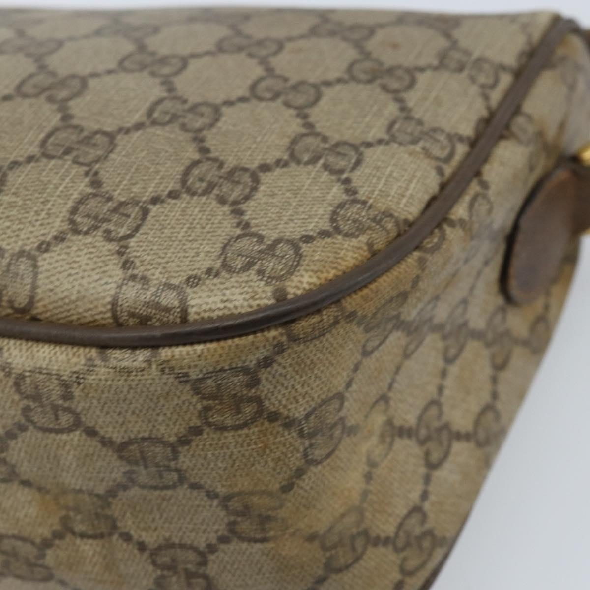 GUCCI GG Supreme Web Sherry Line Bag PVC Beige Gold 89 02 077 Auth ep13593