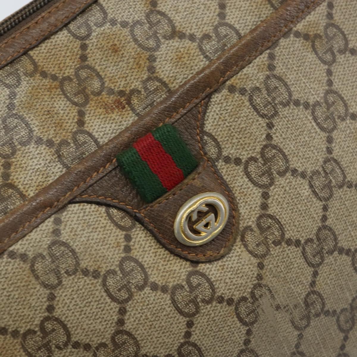 GUCCI GG Supreme Web Sherry Line Bag PVC Beige Gold 89 02 077 Auth ep13593