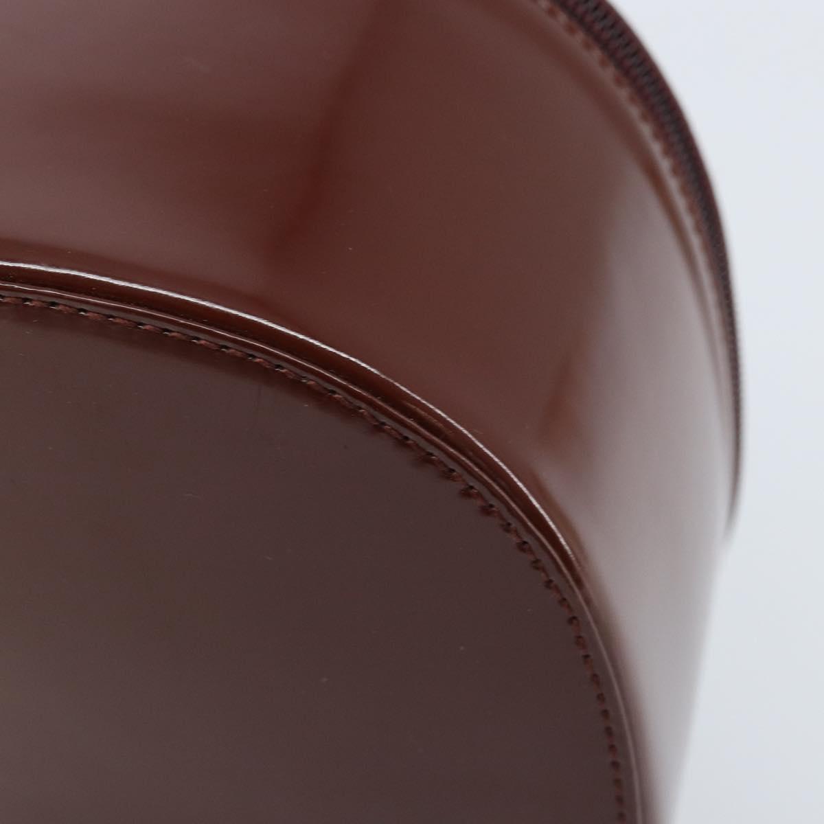 GUCCI Hand Bag Patent leather Brown Silver Auth ep13600