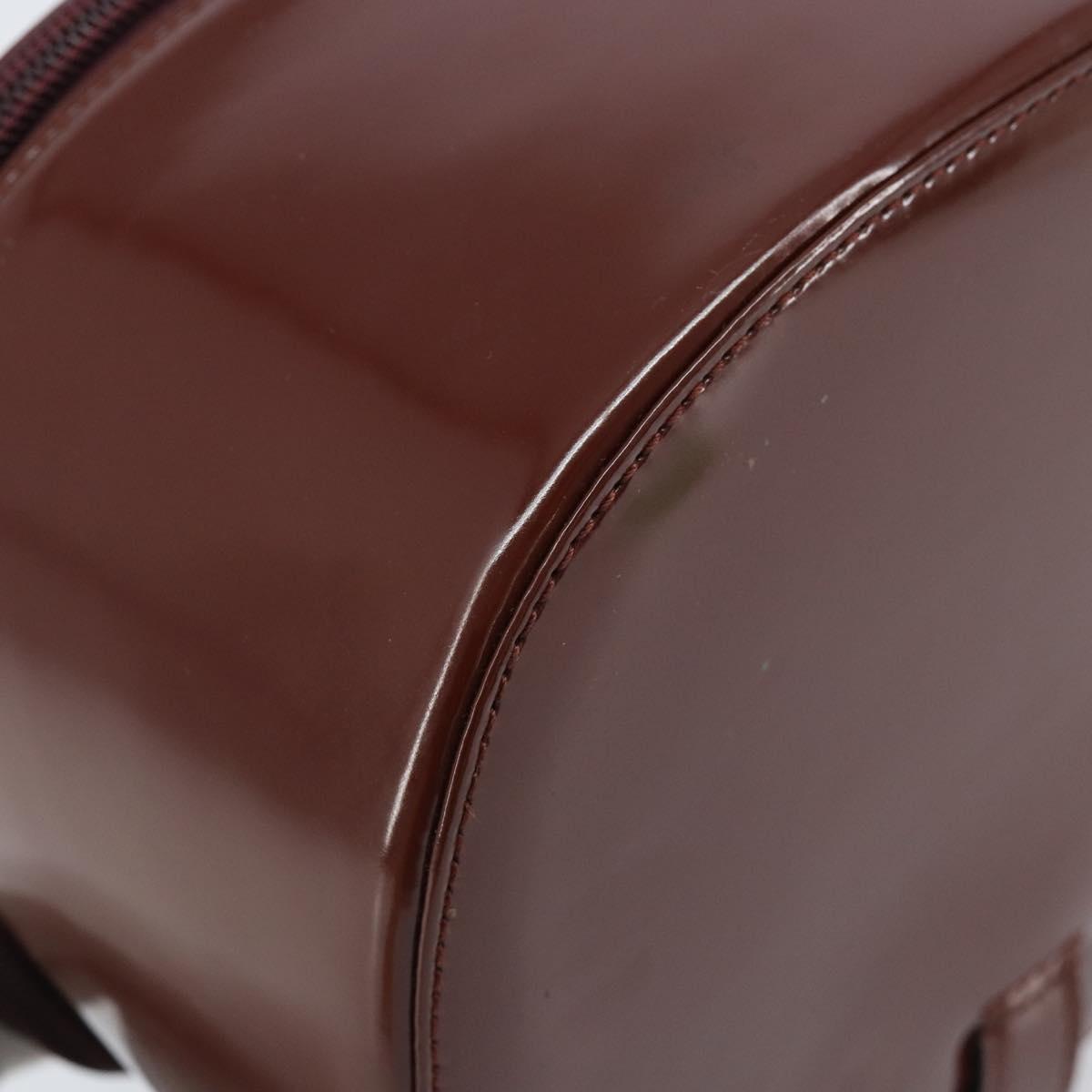 GUCCI Hand Bag Patent leather Brown Silver Auth ep13600