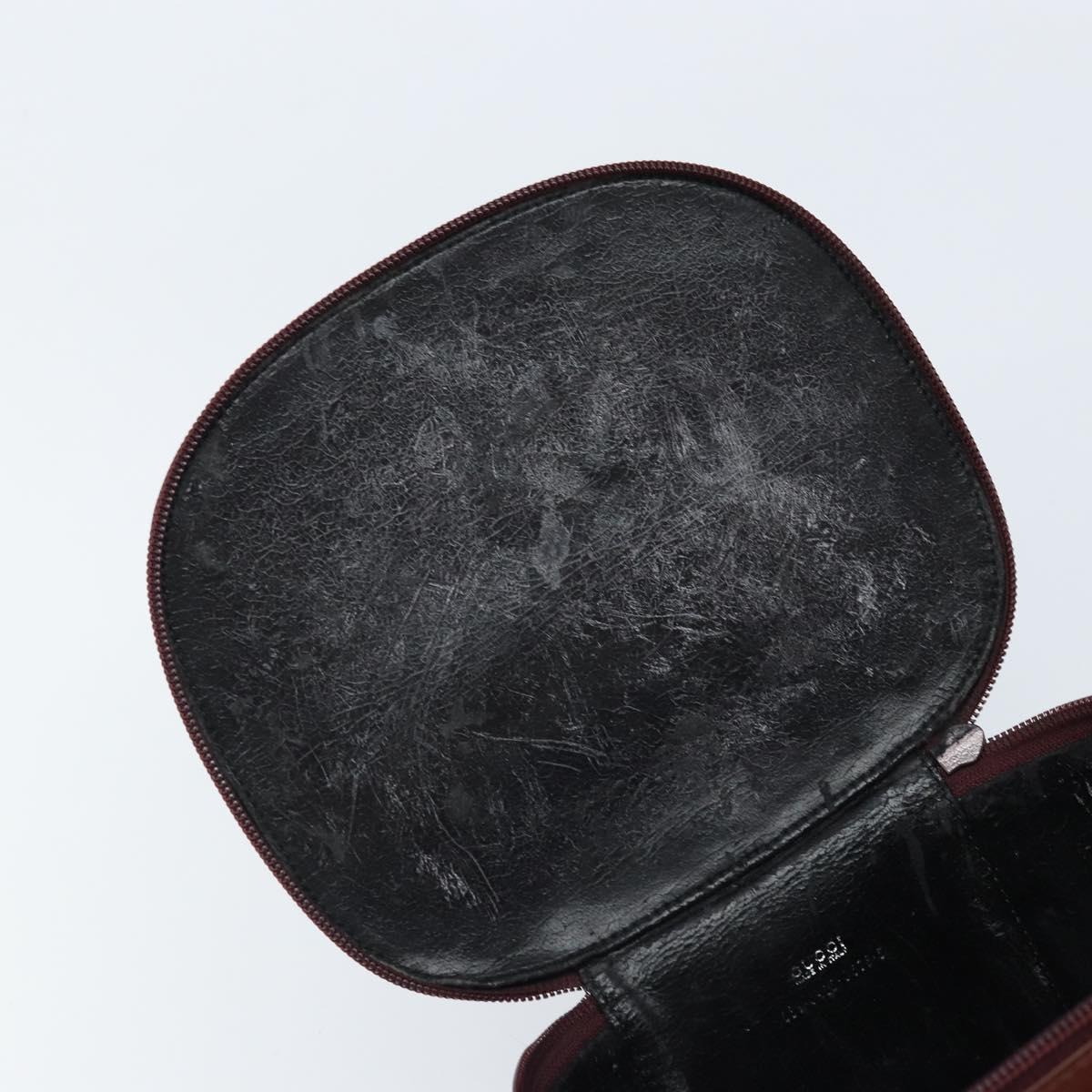 GUCCI Hand Bag Patent leather Brown Silver Auth ep13600