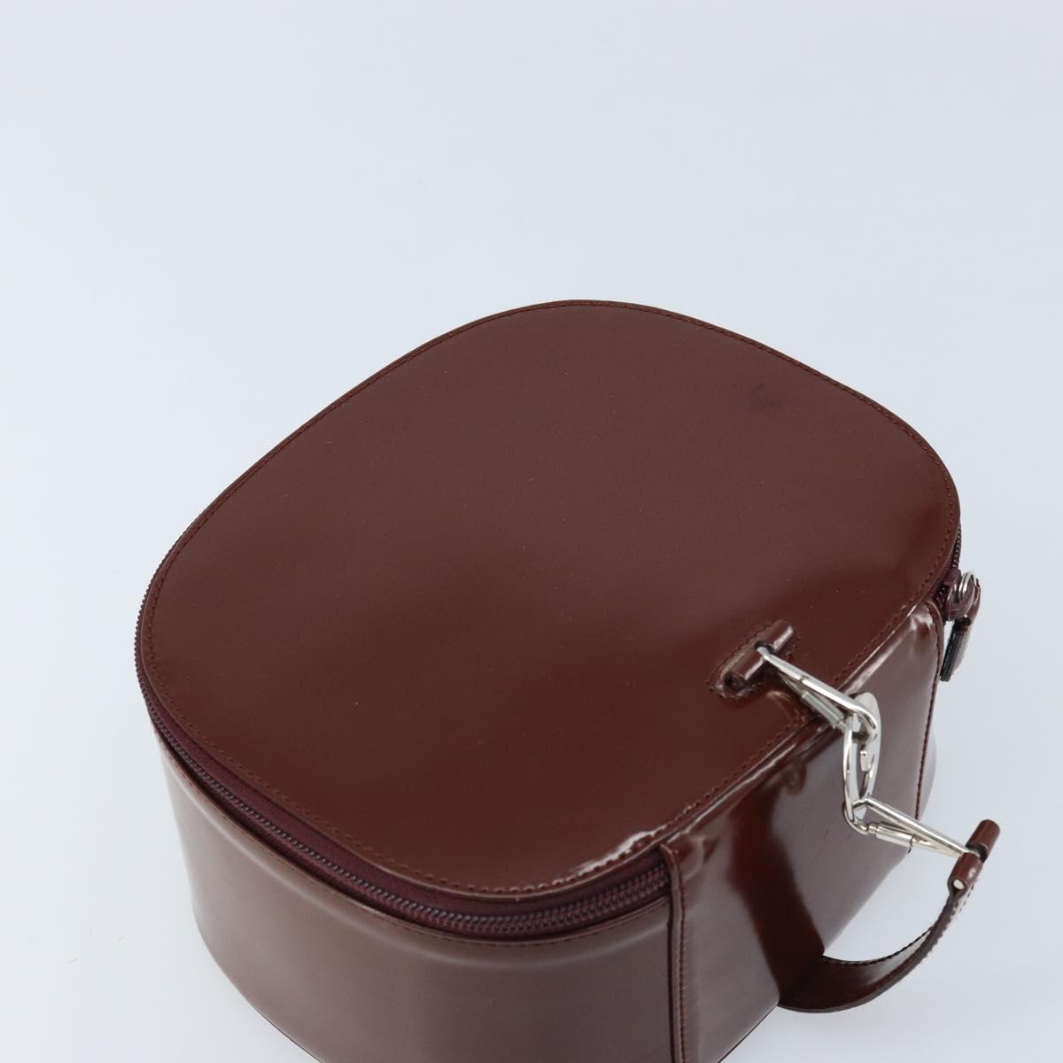 GUCCI Hand Bag Patent leather Brown Silver Auth ep13600