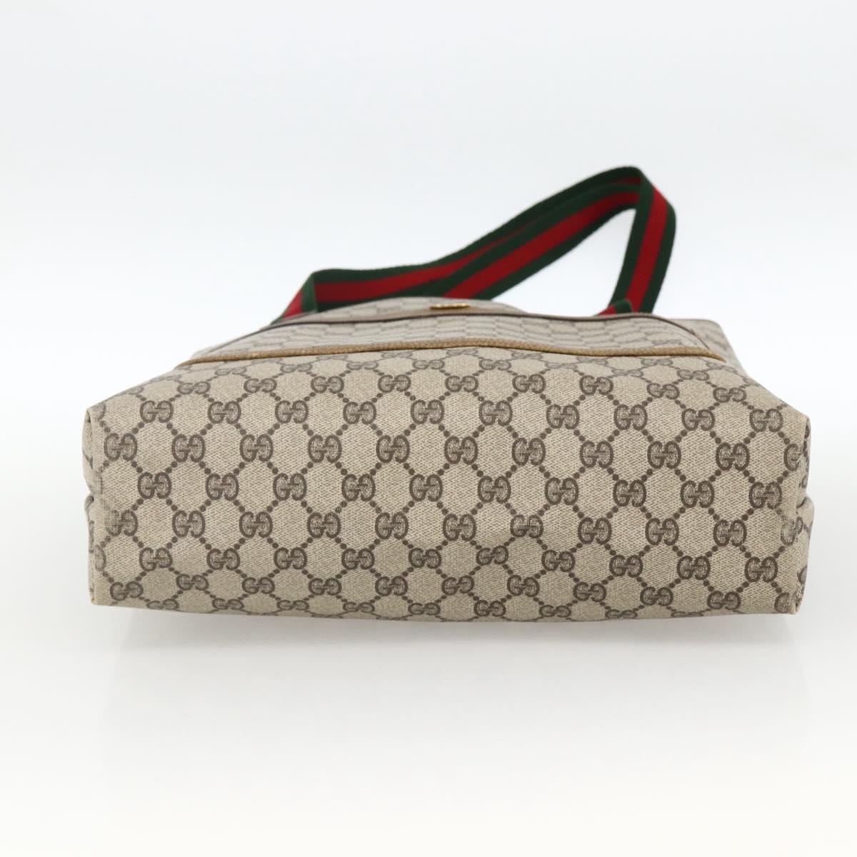 GUCCI GG Supreme Web Sherry Line Tote Bag PVC Beige Auth ep13605