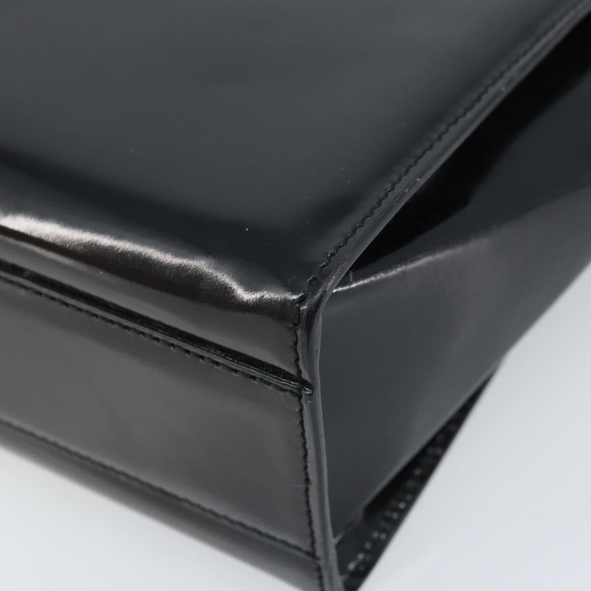 GUCCI Tote Bag Patent leather Black Silver Auth ep13611