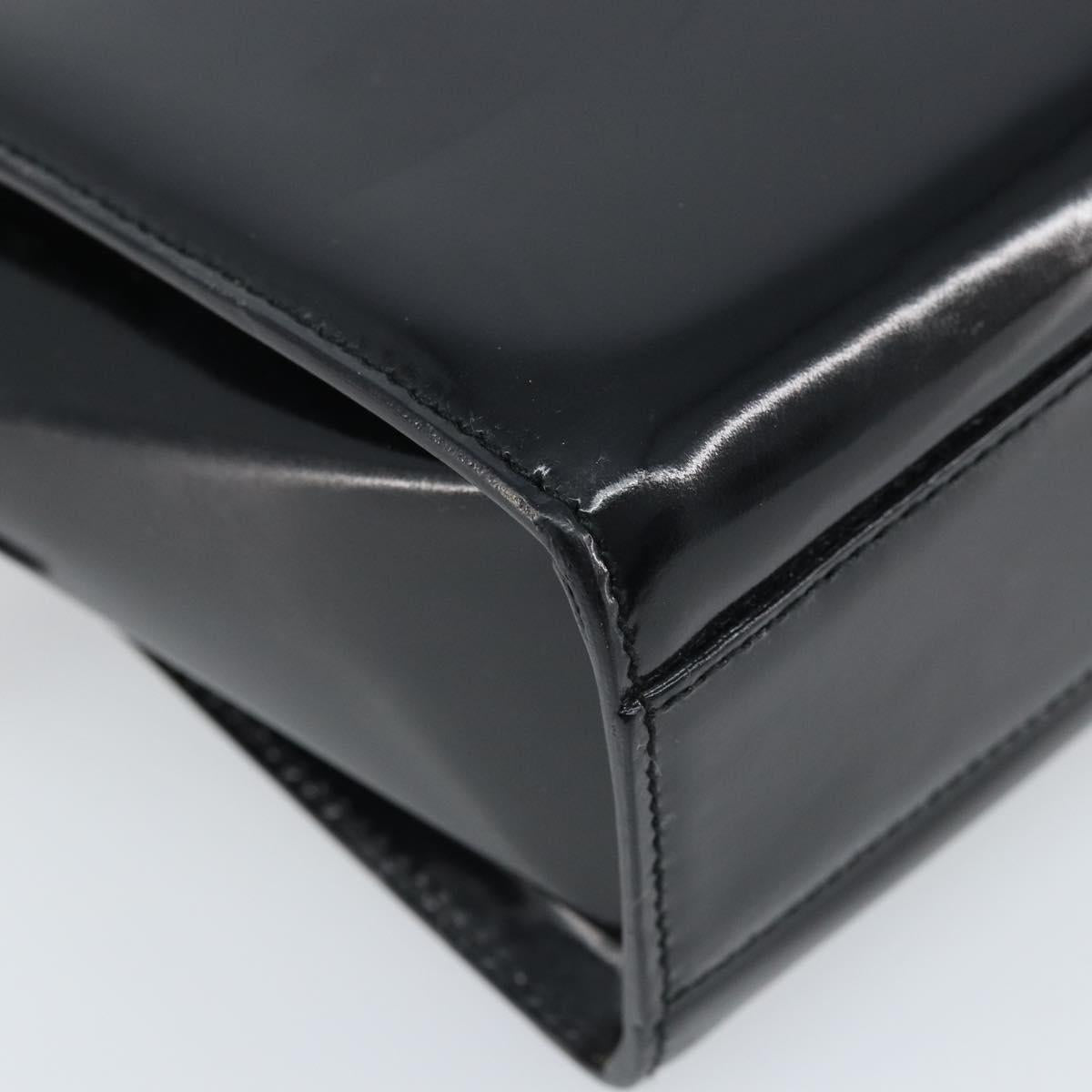 GUCCI Tote Bag Patent leather Black Silver Auth ep13611