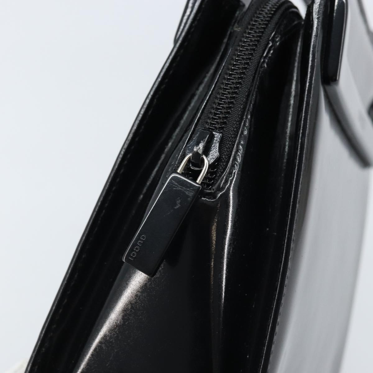 GUCCI Tote Bag Patent leather Black Silver Auth ep13611