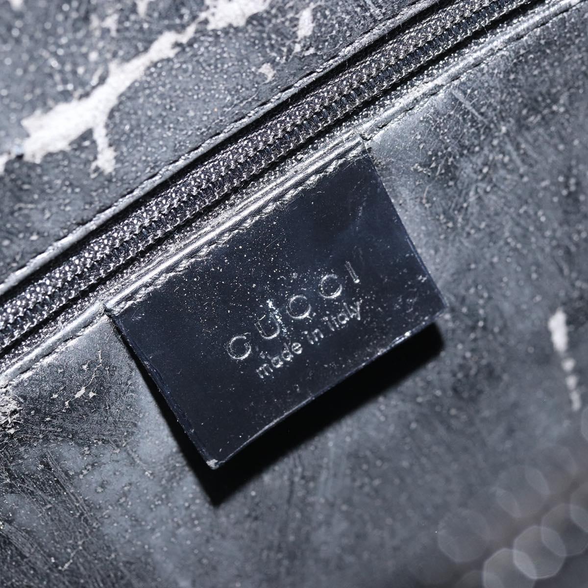 GUCCI Tote Bag Patent leather Black Silver Auth ep13611