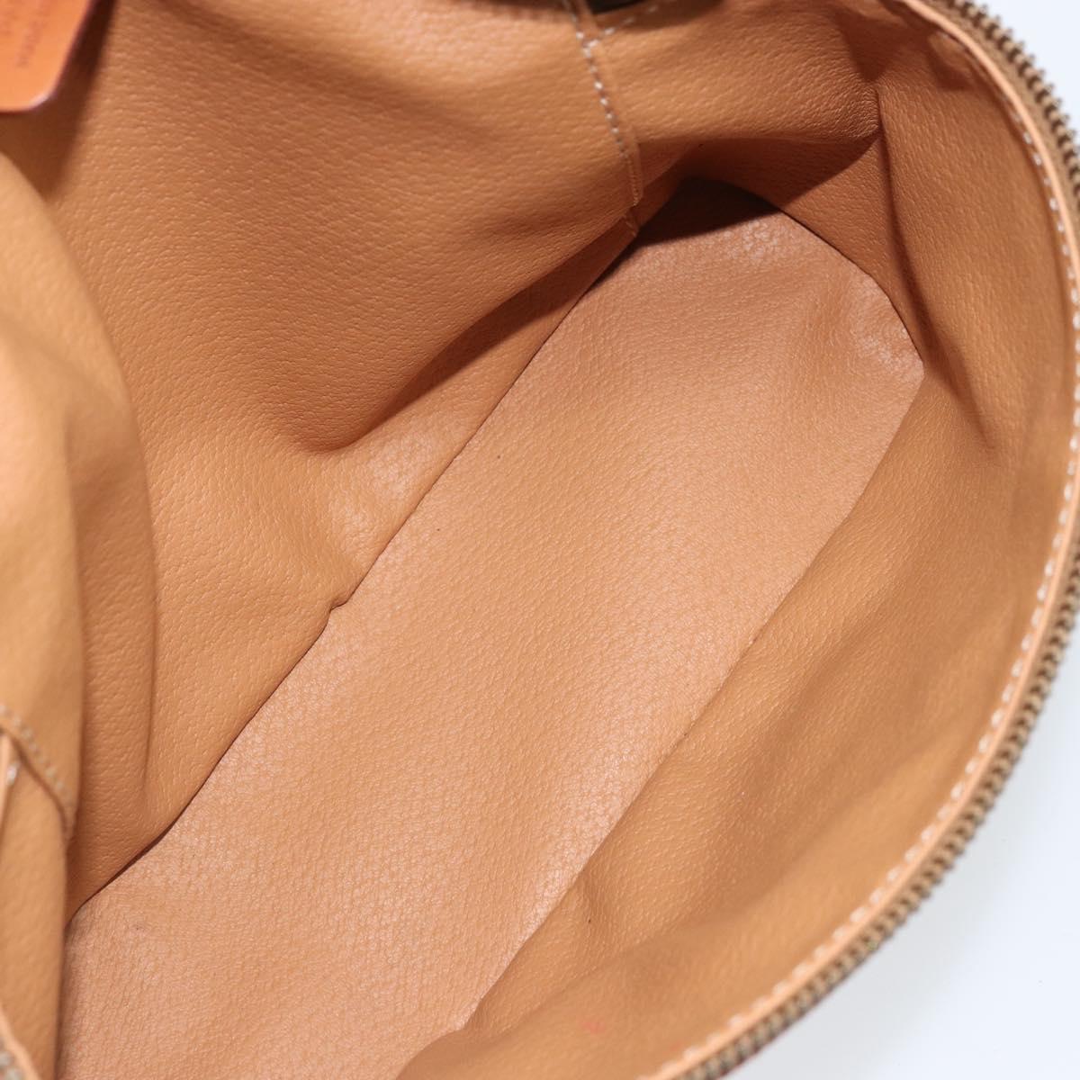 CELINE Macadam Canvas Vanity Hand Bag PVC Leather Brown Gold Auth ep13612