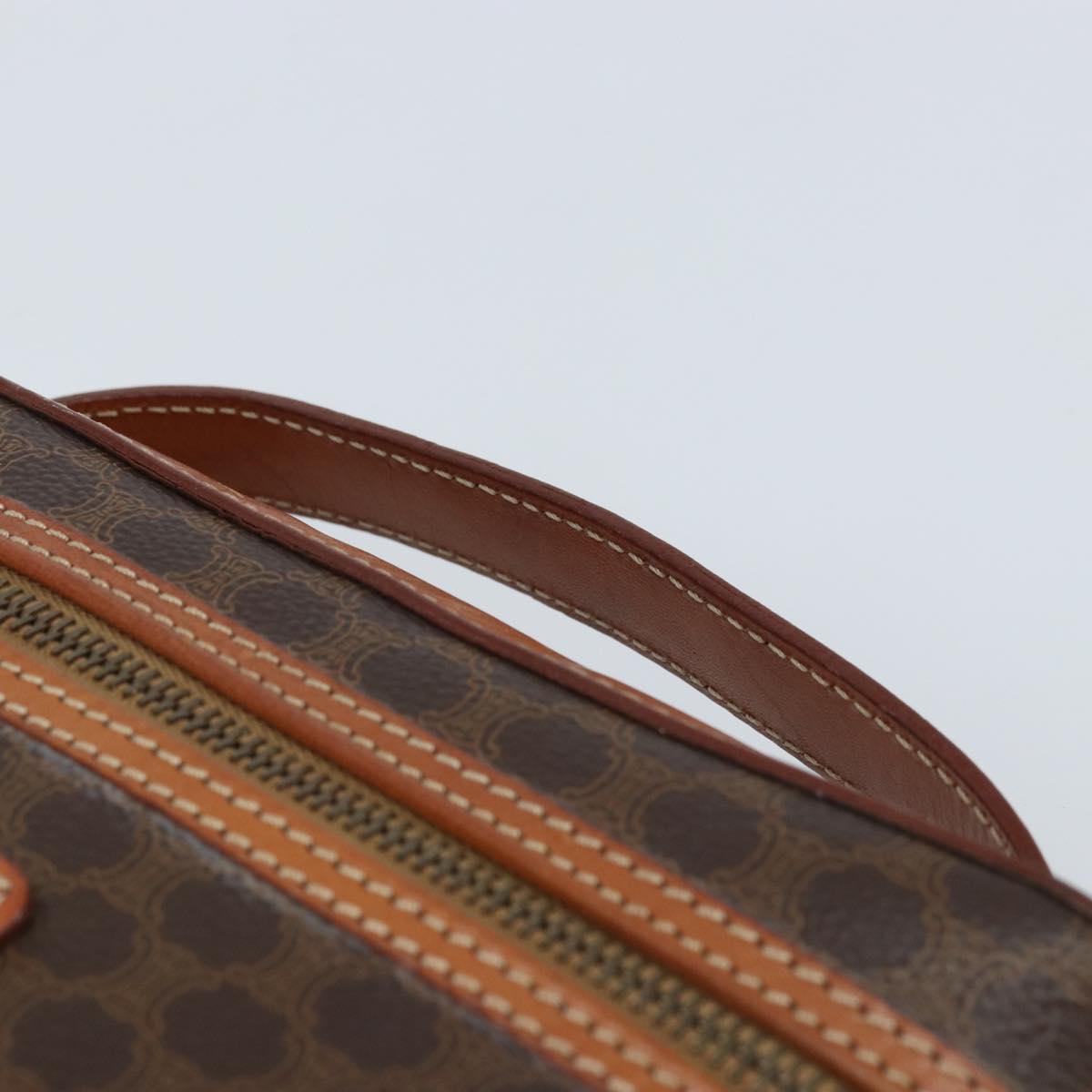 CELINE Macadam Canvas Vanity Hand Bag PVC Leather Brown Gold Auth ep13612