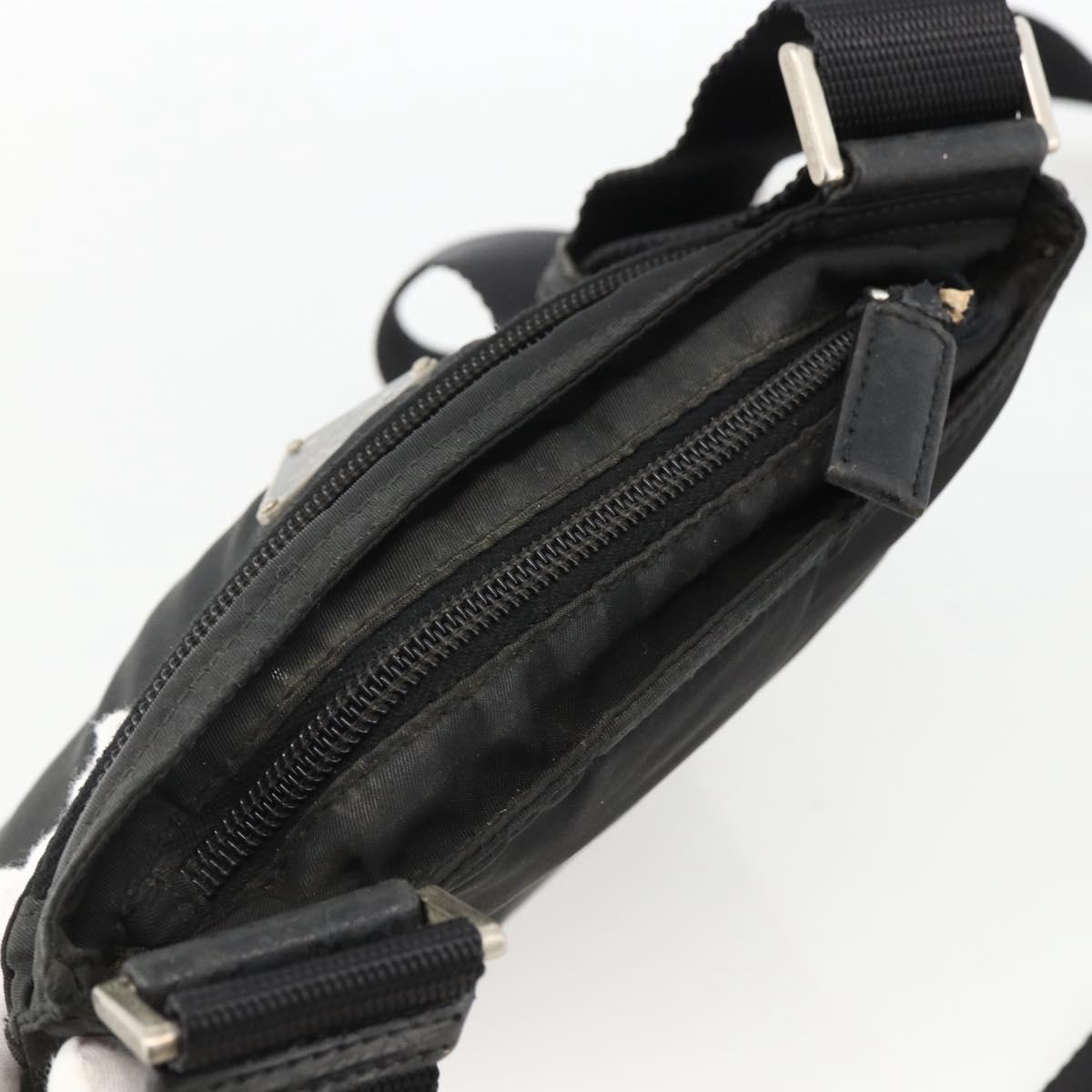PRADA Shoulder Bag Nylon Black Silver Auth ep13614