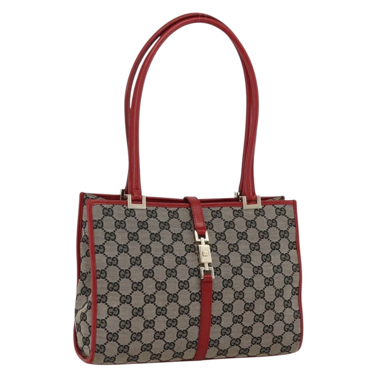 GUCCI GG Canvas Jackie Hand Bag Gold Navy 002 1073 3444 Auth ep13616